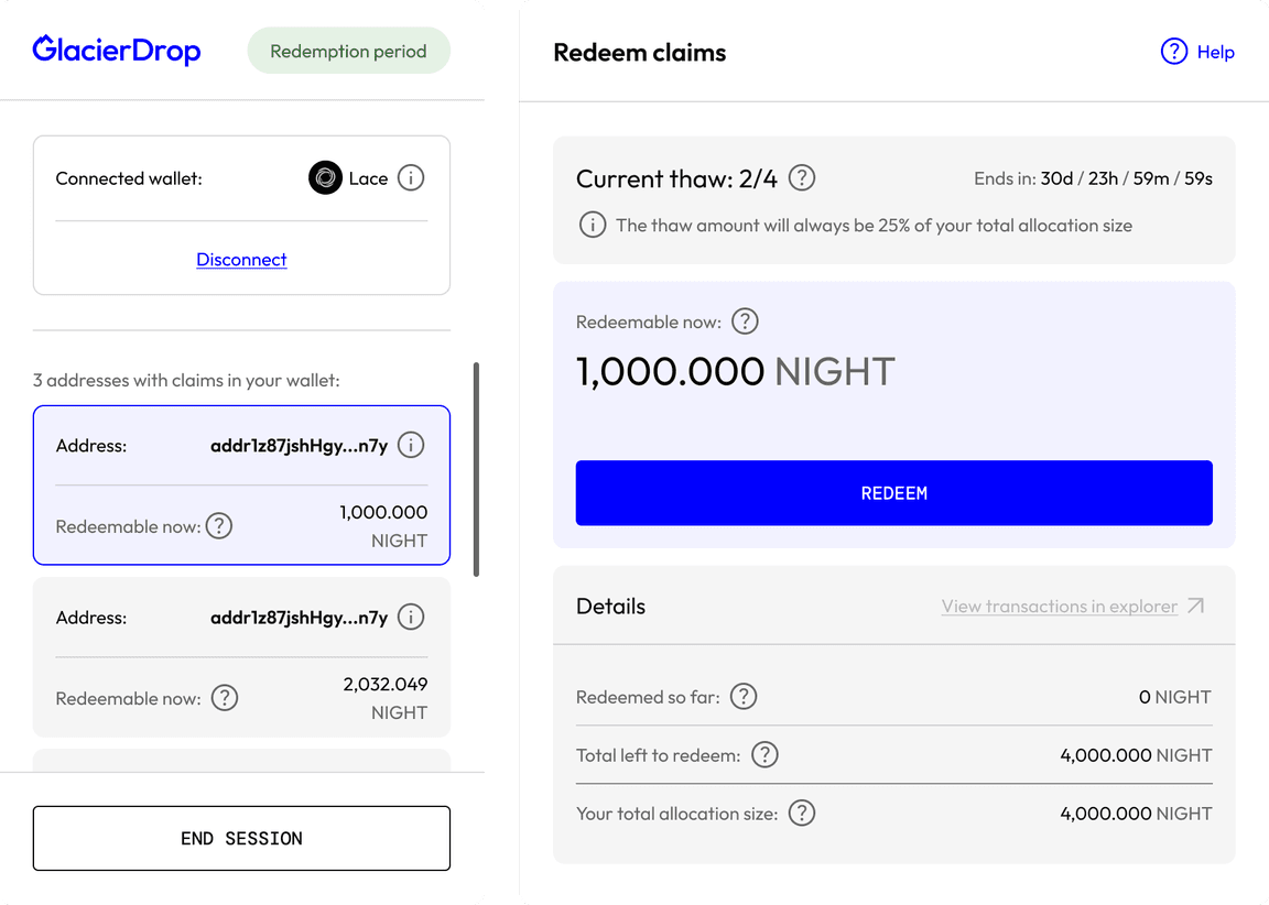 Redeem Screen Mockup